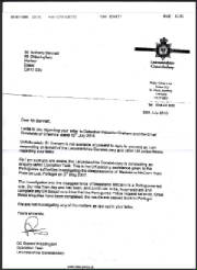 Leicestershire Police letter, 30 July 2010