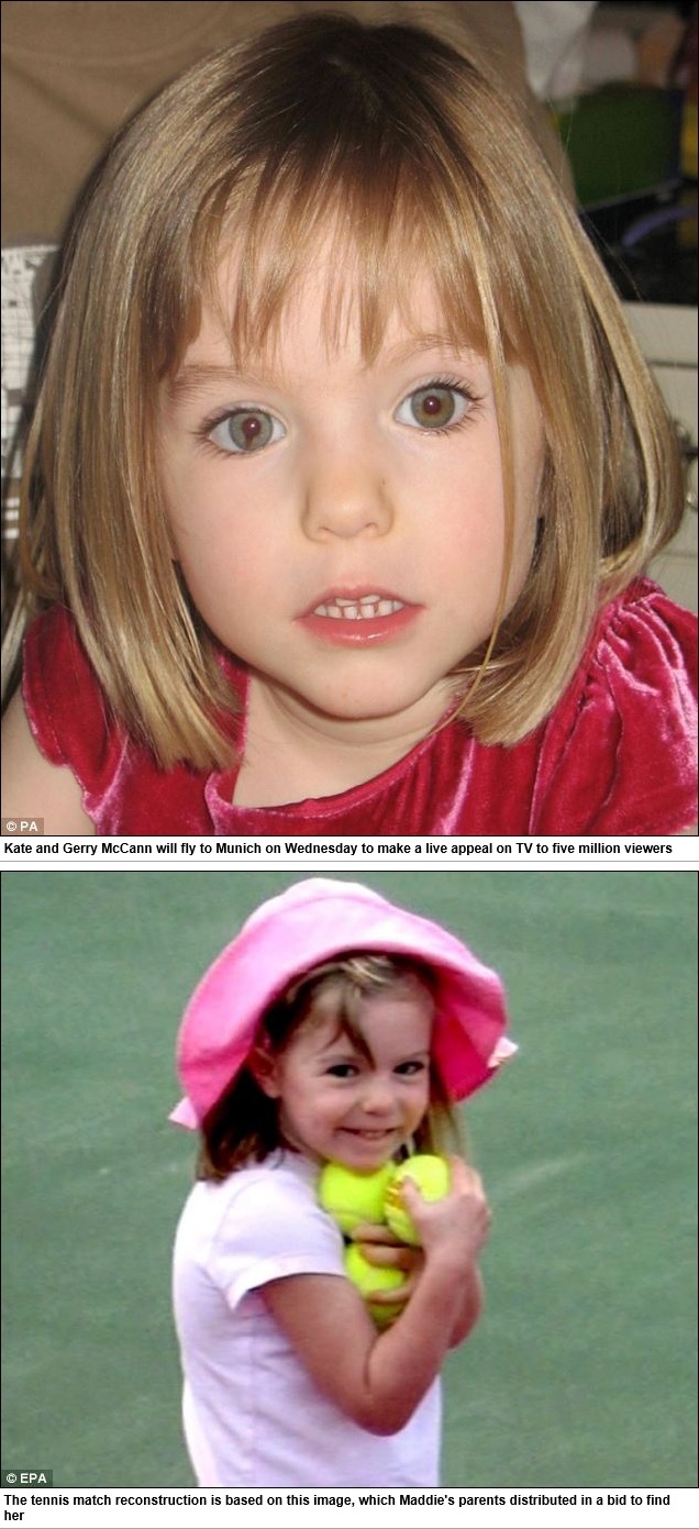 Kate and Gerry McCann will fly to Munich on Wednesday to make a live appeal on TV to five million viewers