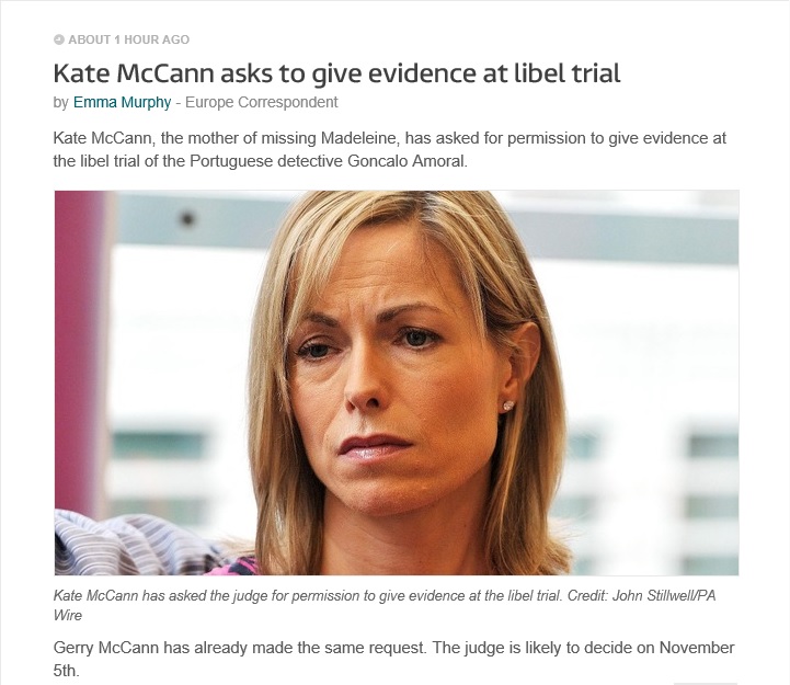 Kate McCann asks to give evidence at libel trial