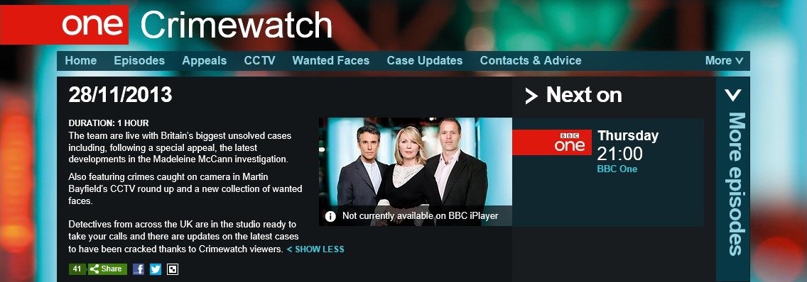 Madeleine McCann: Crimewatch appeal update BBC One