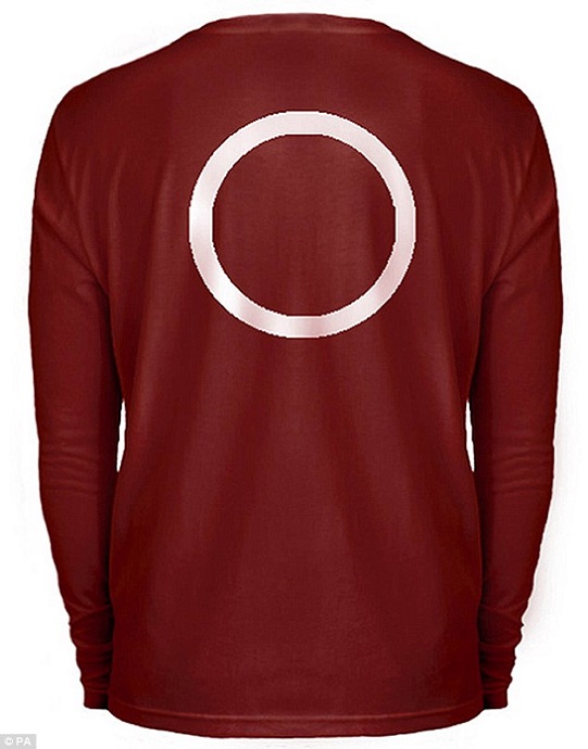 A computer-generated image of the distinctive burgundy long sleeve top worn by a man that detectives investigating the disappearance of Madeleine McCann are looking for