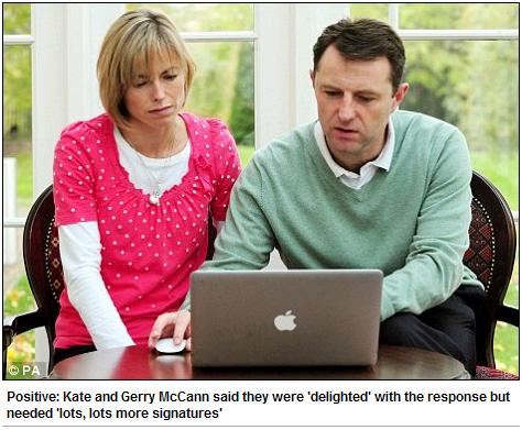 Positive: Kate and Gerry McCann said they were 'delighted' with the response but needed 'lots, lots more signatures'