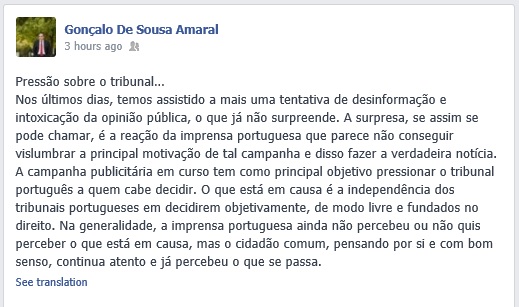 Pressures on the court... Gonçalo De Sousa Amaral - Facebook
