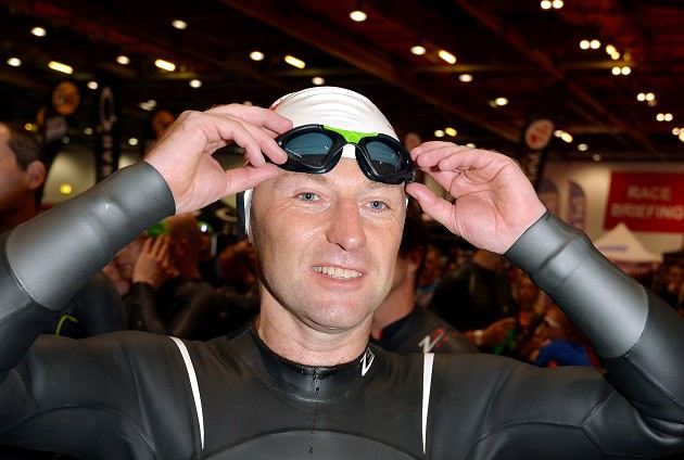 Press Association - Gerry McCann prepares to take part in a 1500 metre swim for the Virgin Active London Triathlon