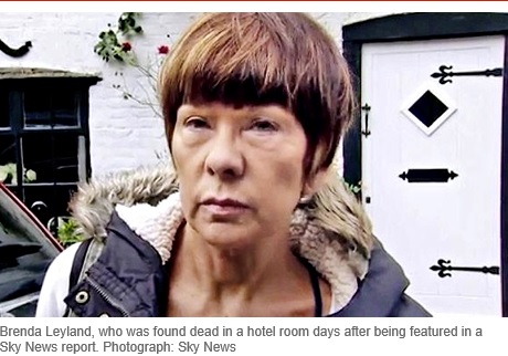 Brenda Leyland, who was found dead in a hotel room days after being featured in a Sky News report. Photograph: Sky News
