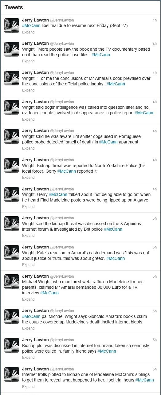 Jerry Lawton tweets, 20 September 2013
