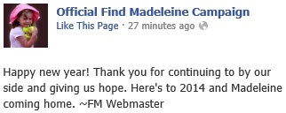 Official Find Madeleine Campaign, 01 Janaury 2014