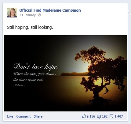 Official Find Madeleine Campaign, 24 January 2014