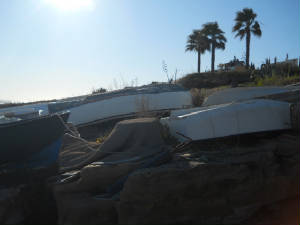 Overturned boats
