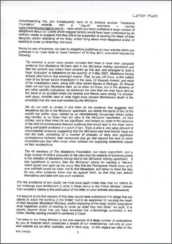 Letter from Carter-Ruck, page 3, 12 August 2011