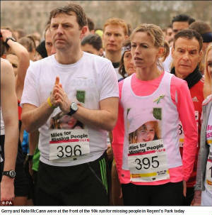 Gerry and Kate McCann were at the front of the 10k run for missing people in Regent's Park today