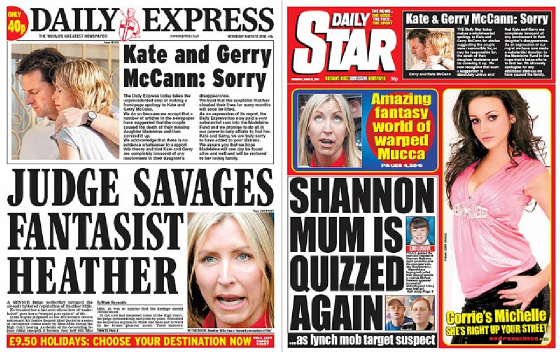 Front pages of the Daily Express and Daily Star