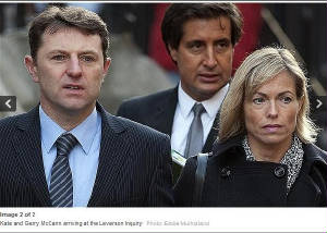 Kate and Gerry McCann arriving at the Leverson Inquiry