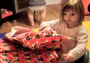 Madeleine opens her presents, Christmas Day 2006