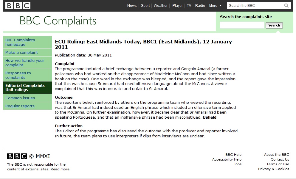 BBC Complaints ECU Ruling East Midlands Today