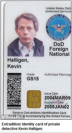 Extradition: Identity card of private detective Kevin Halligen