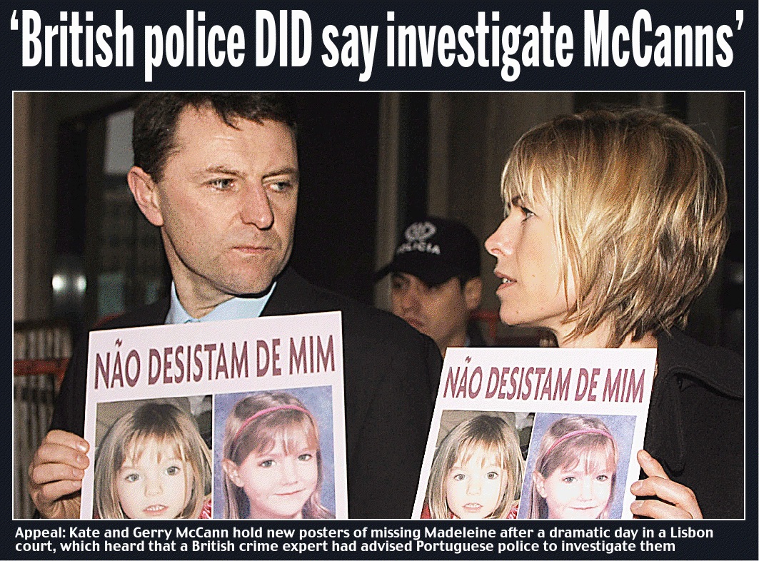 'British police DID say investigate McCanns': Daily Mail front page, 11 February 2010