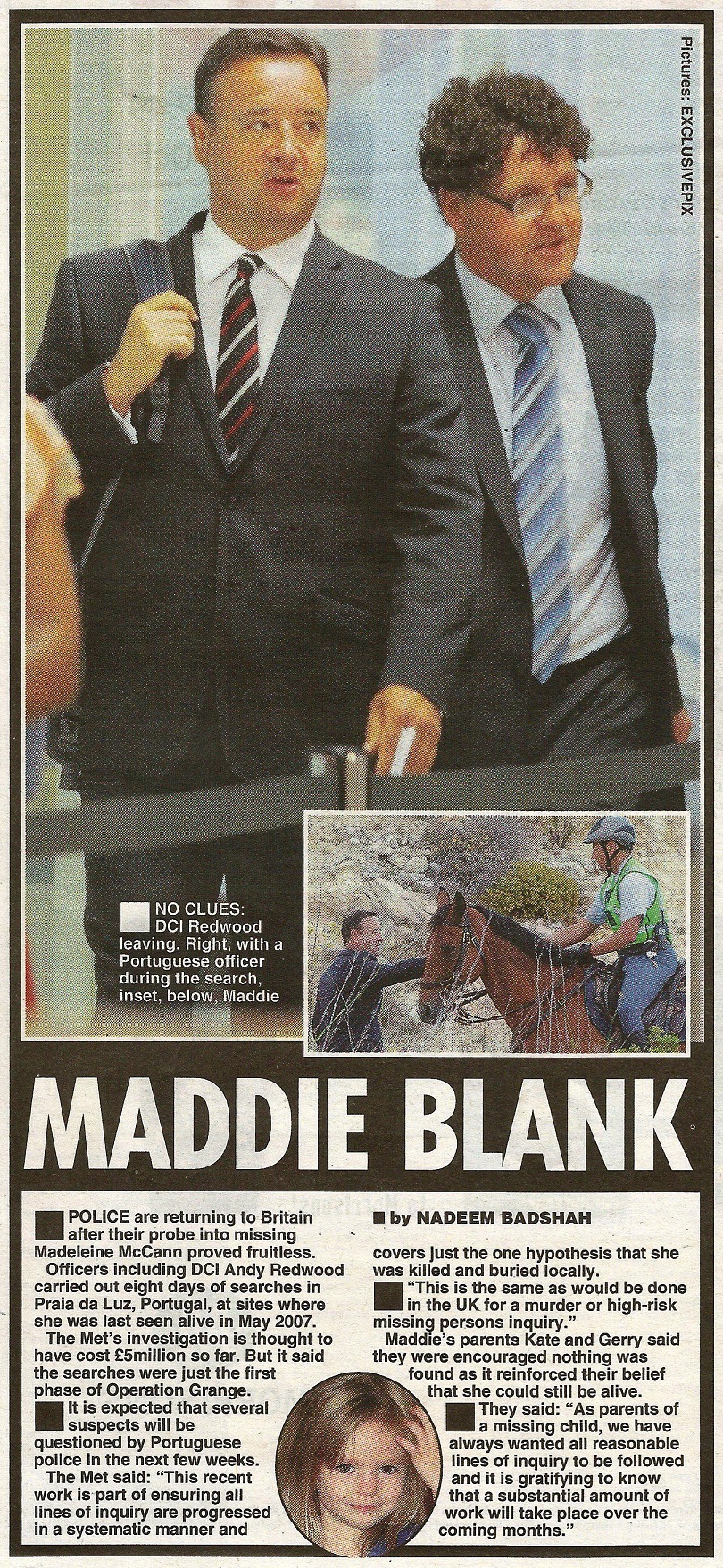 Maddie blank - Daily Star, 14 June 2014 (paper edition, page 17)