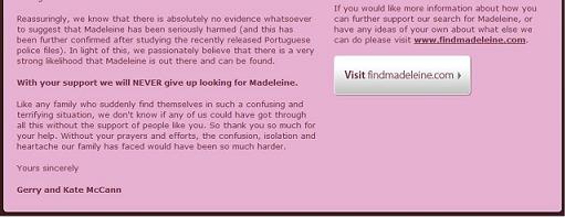 Find Madeleine temporary Xmas homepage