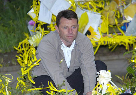 Gerry McCann visits a shrine in Madeleine's honour in their hometown of Rothley, Leicestershire