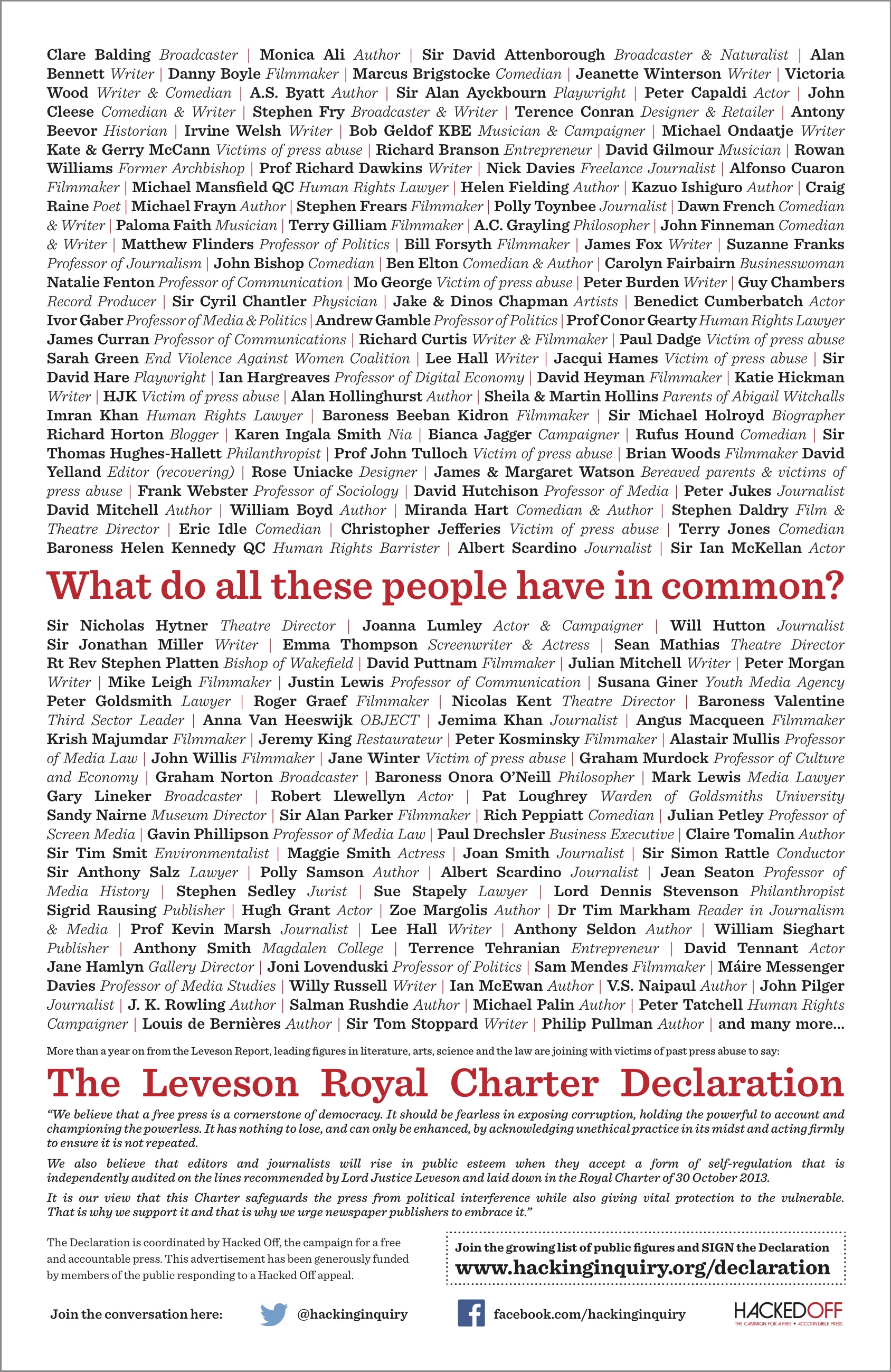 The Leveson Royal Charter Declaration, 18 March 2014