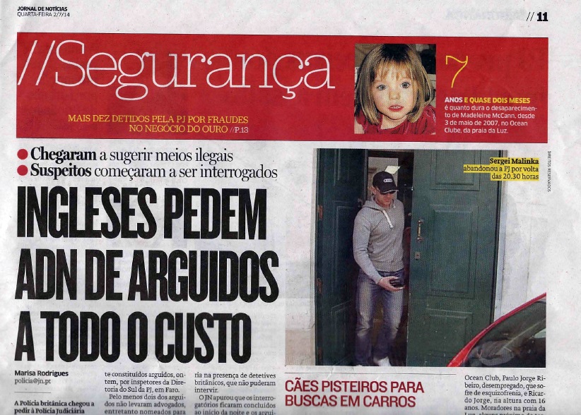 Jornal de Notícias, paper edition, page 11, July 2, 2014