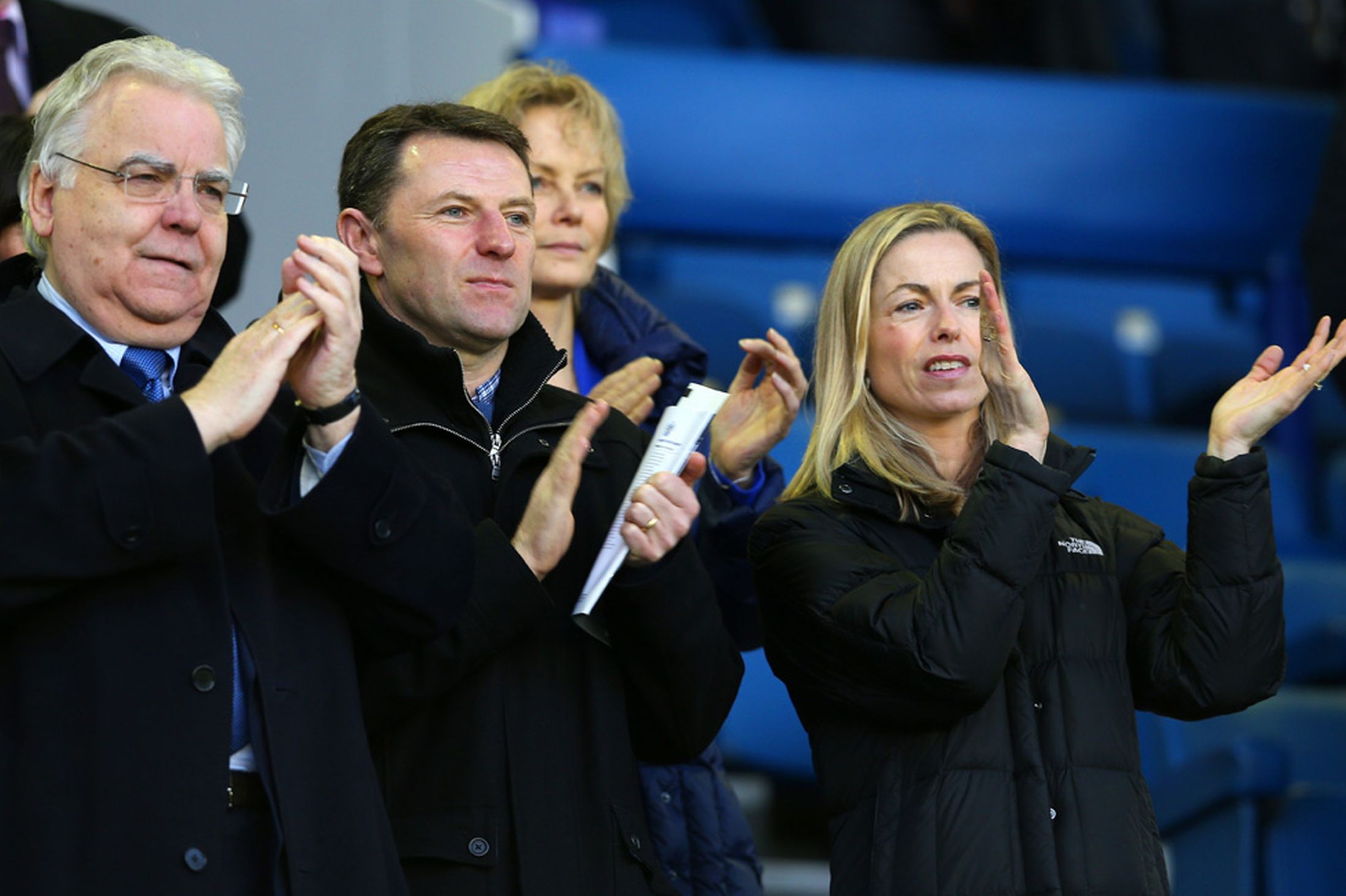 Support: The couple sat next to Everton chairman Bill Kenwright