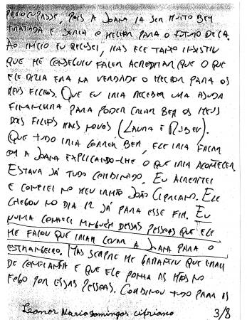 The new witness statement written by Marcos Aragão, page 3