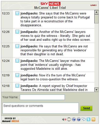 Live text from Lisbon court