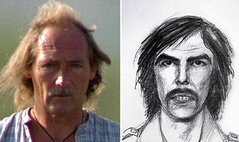 A picture of Raymond Hewlett next to the artist's impression of a man who was wanted for questioning in the Maddie case