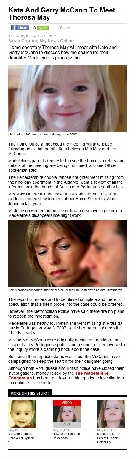 Kate And Gerry McCann To Meet Theresa May