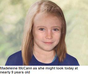 Madeleine McCann as she might look today at nearly 9 years old