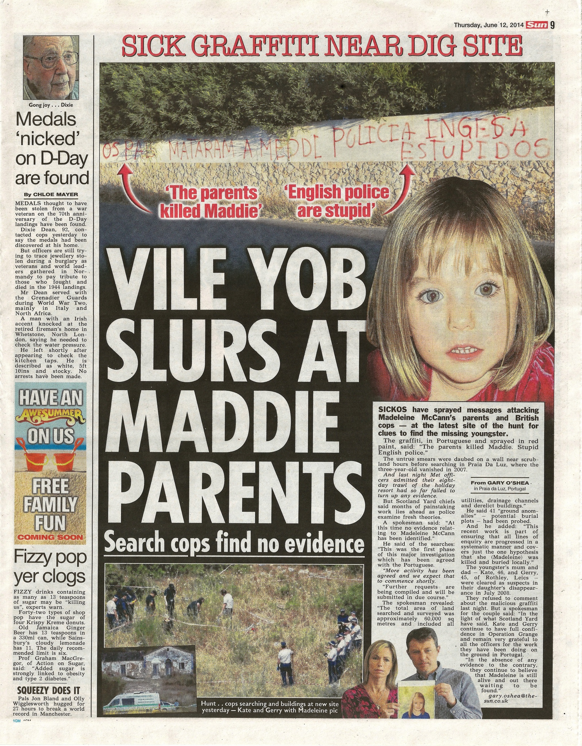 The Sun, 12 June 2014 (paper edition, page 9)