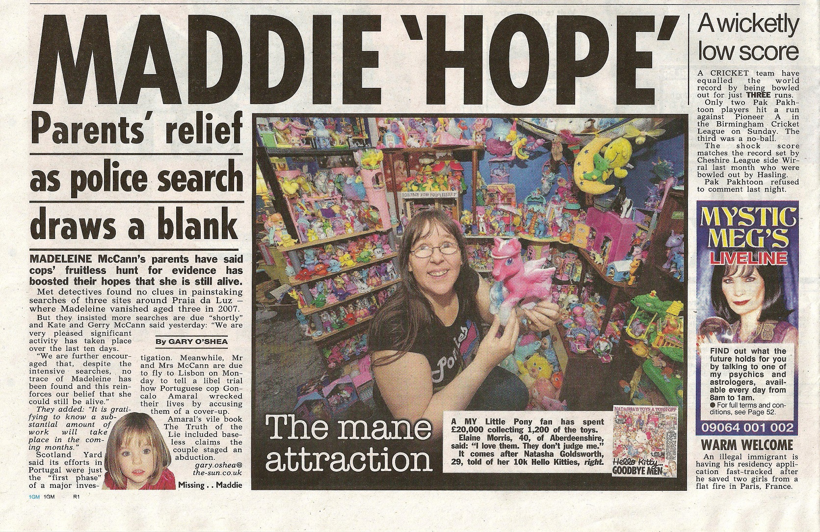 Maddie 'hope' - The Sun, 13 June 2014 (paper edition, page 38)