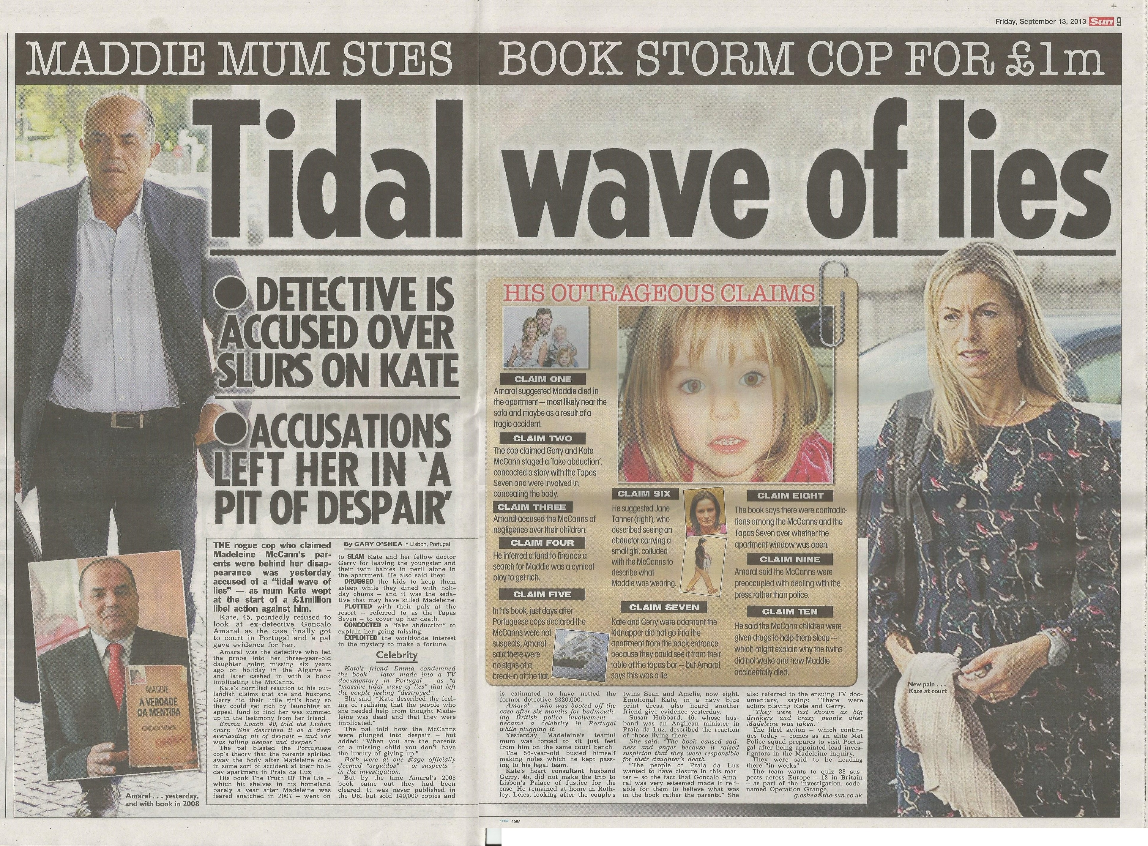 'Tidal wave of lies' - The Sun, paper edition, 13 September 2013
