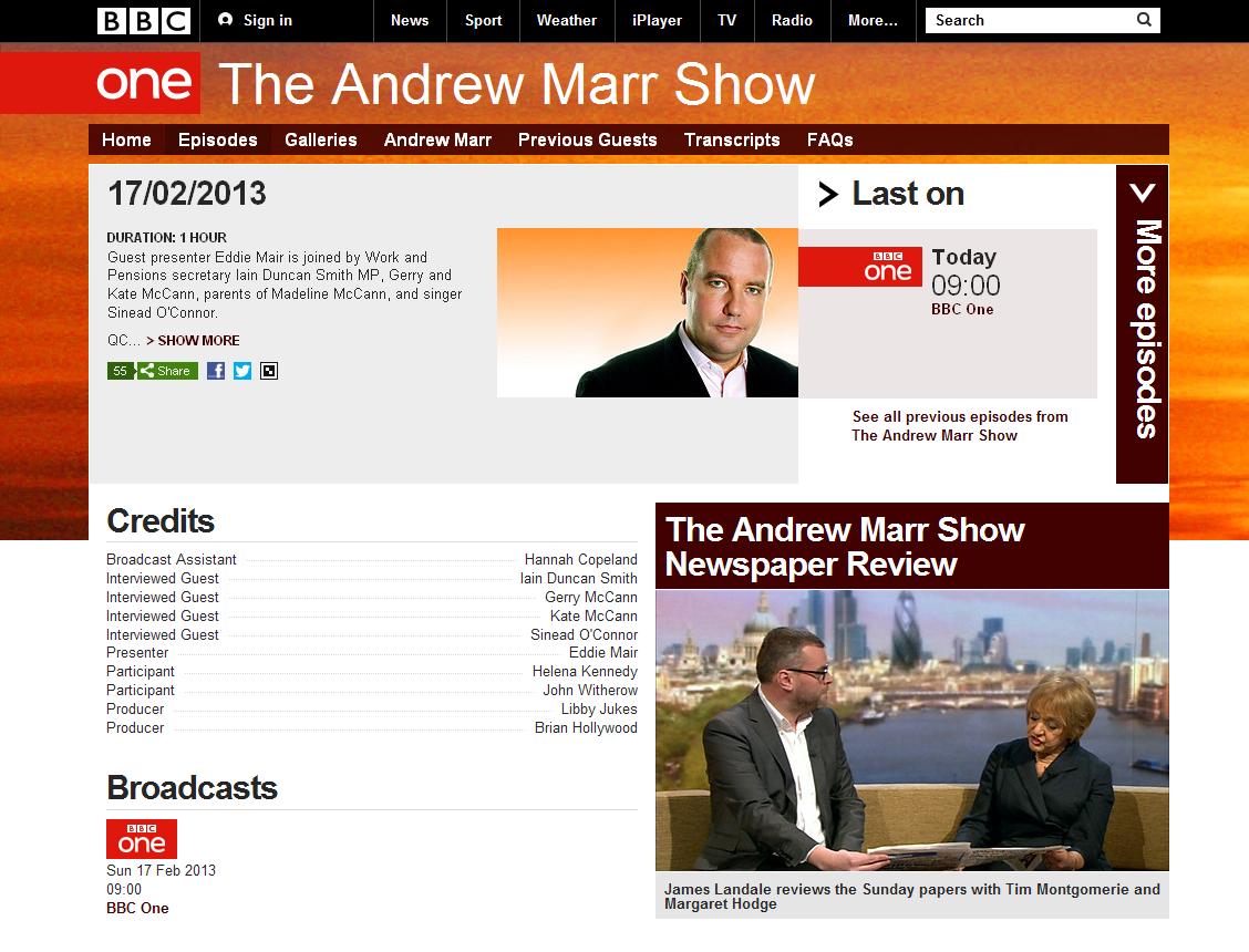 The Andrew Marr Show, 17 February 2013