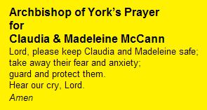 Archbishop of York's Prayer for Claudia & Madeleine McCann