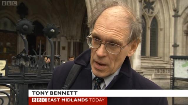 Tony Bennett speaks outside the Royal Courts of Justice