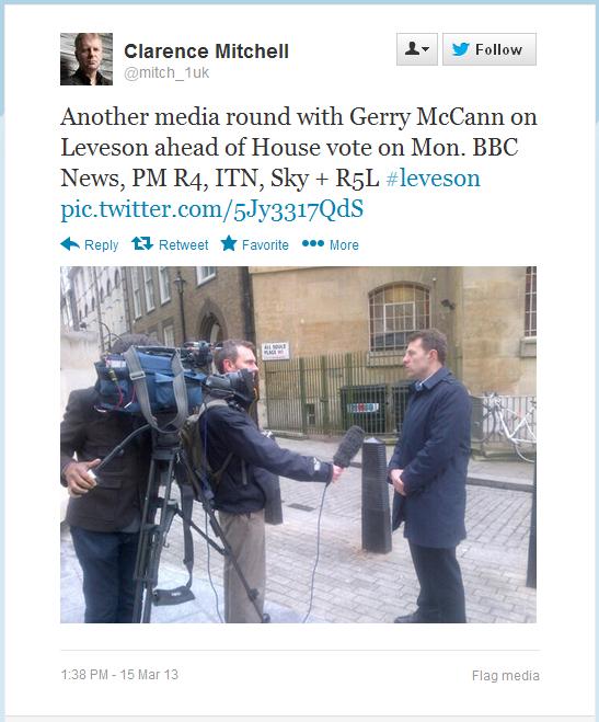 Clarence Mitchell: Another media round with Gerry McCann, 15 March 2013
