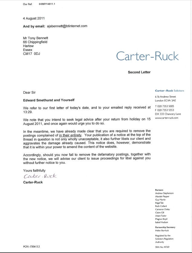 Carter-Ruck letter, 04 August 2011