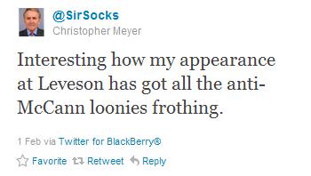 Sir Christopher Meyer: Twitter comment, 01 February 2012
