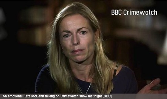 An emotional Kate McCann talking on Crimewatch show last night [BBC]