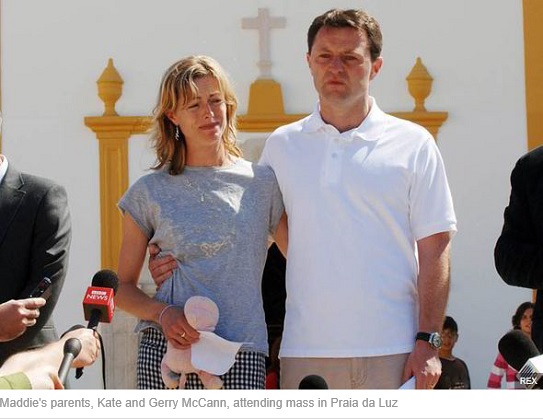 Maddie's parents, Kate and Gerry McCann, attending mass in Praia da Luz