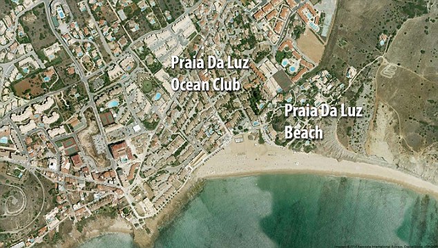 Map: British police are expected to excavate two sites near the Ocean Club and one near Praia Da Luz beach