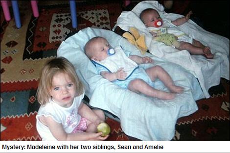 Mystery: Madeleine with her two siblings, Sean and Amelie