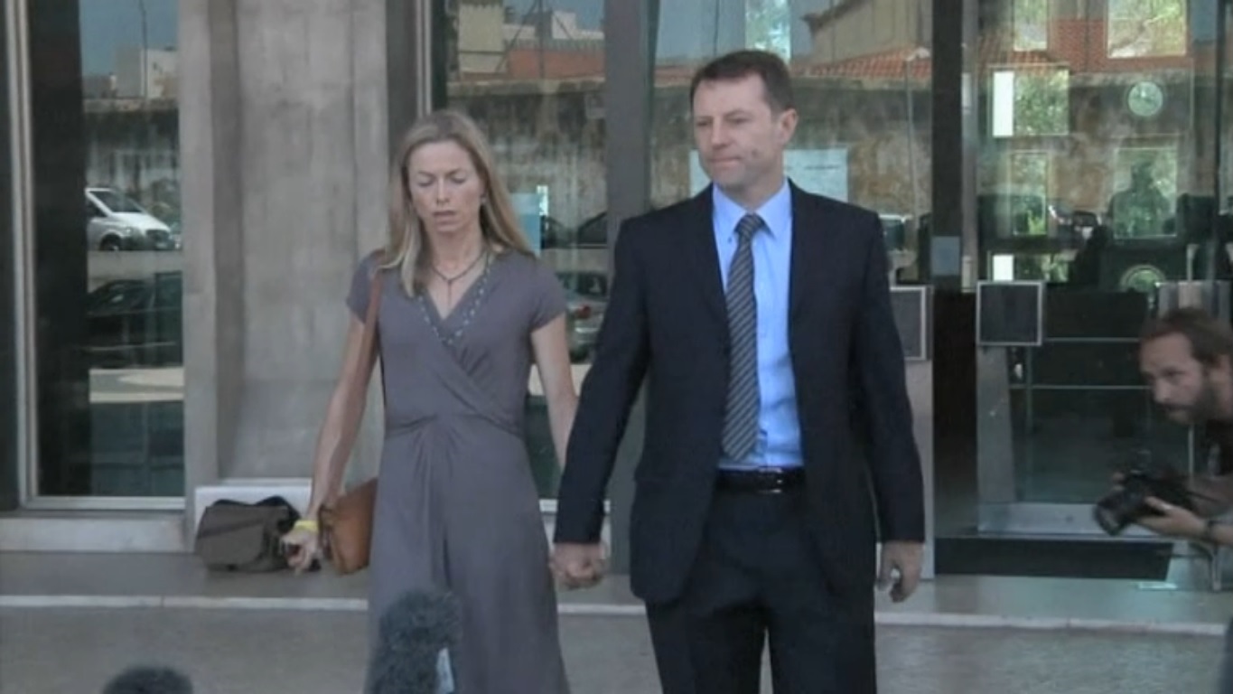 Kate and Gerry McCann outside court in Lisbon
