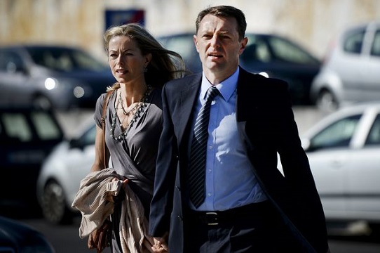 Pain: Kate and Gerry arrive at a court in Lisbon