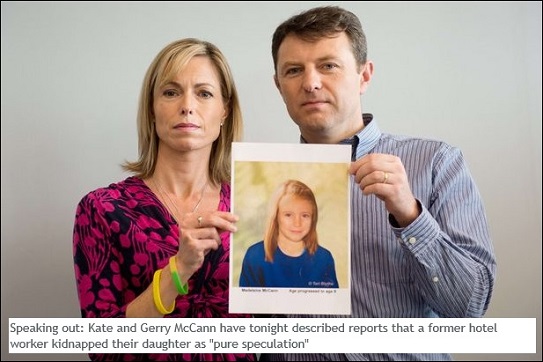 Speaking out: Kate and Gerry McCann have tonight described reports that a former hotel worker kidnapped their daughter as "pure speculation" 