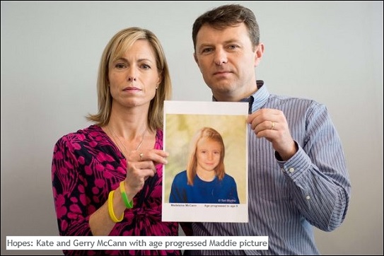 Hopes: Kate and Gerry McCann with age progressed Maddie picture