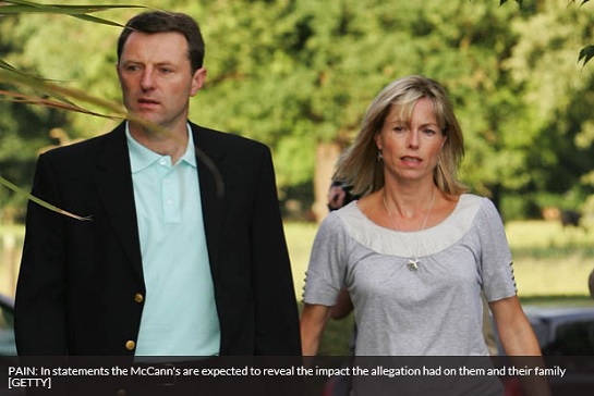 PAIN: In statements the McCann's are expected to reveal the impact the allegation had on them and their family [GETTY]